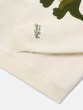 Sweat-shirt Hutton coloris crème en mélange de coton avec patch éponge dinosaure | Special edition 