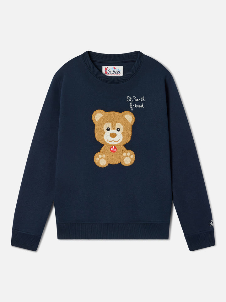 Marineblaues blue Hutton Sweatshirt aus Baumwollmischung mit Teddybär-Schwamm-Patch | Special edition 