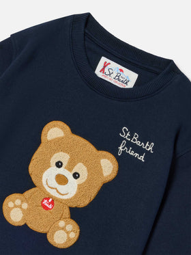 Sweat-shirt Hutton bleu marine en mélange de coton avec patch éponge ourson teddy bear | Special edition 