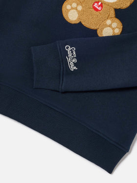 Sweat-shirt Hutton bleu marine en mélange de coton avec patch éponge ourson teddy bear | Special edition 