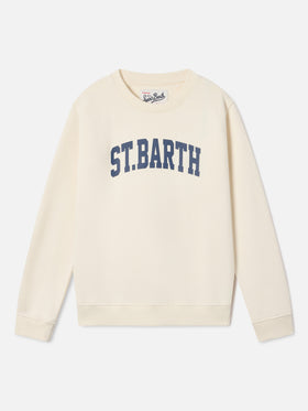 Sweat-shirt Hutton crème en mélange de coton avec imprimé St. Barth 