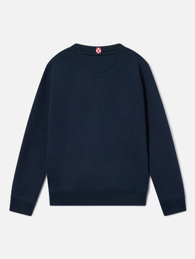 Sudadera Hutton azul marino de mezcla de algodón blue con estampado St. Barth 
