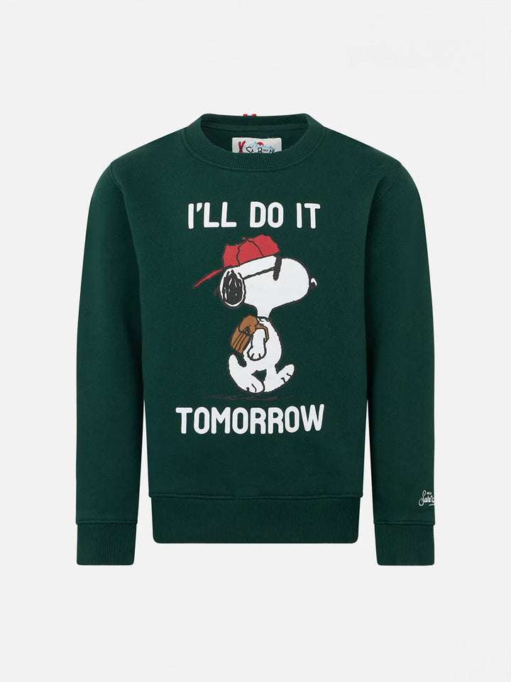 Felpa verde girocollo da bambino con stampa Snoopy | EDIZIONE SPECIALE SNOOPY PEANUTS™