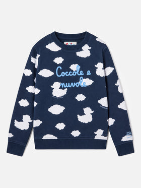 Blue Hutton sweatshirt with Coccole e nuvole embroidery | Special edition