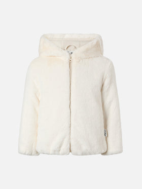 Kunstpelzjacke mit Kapuze, Ohren und Trudi-Anhänger