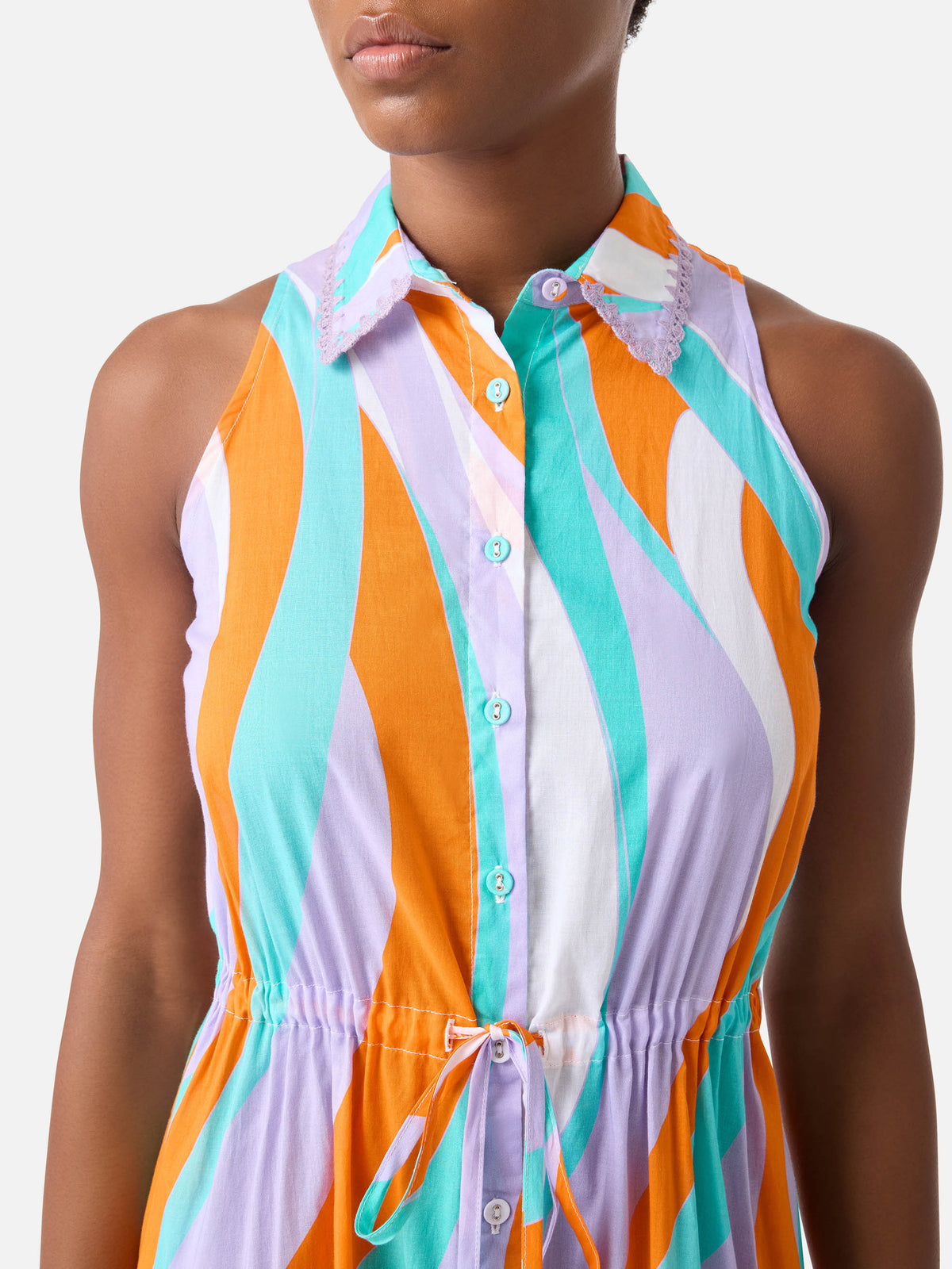 Robe longue Ida en coton avec imprimé vagues 