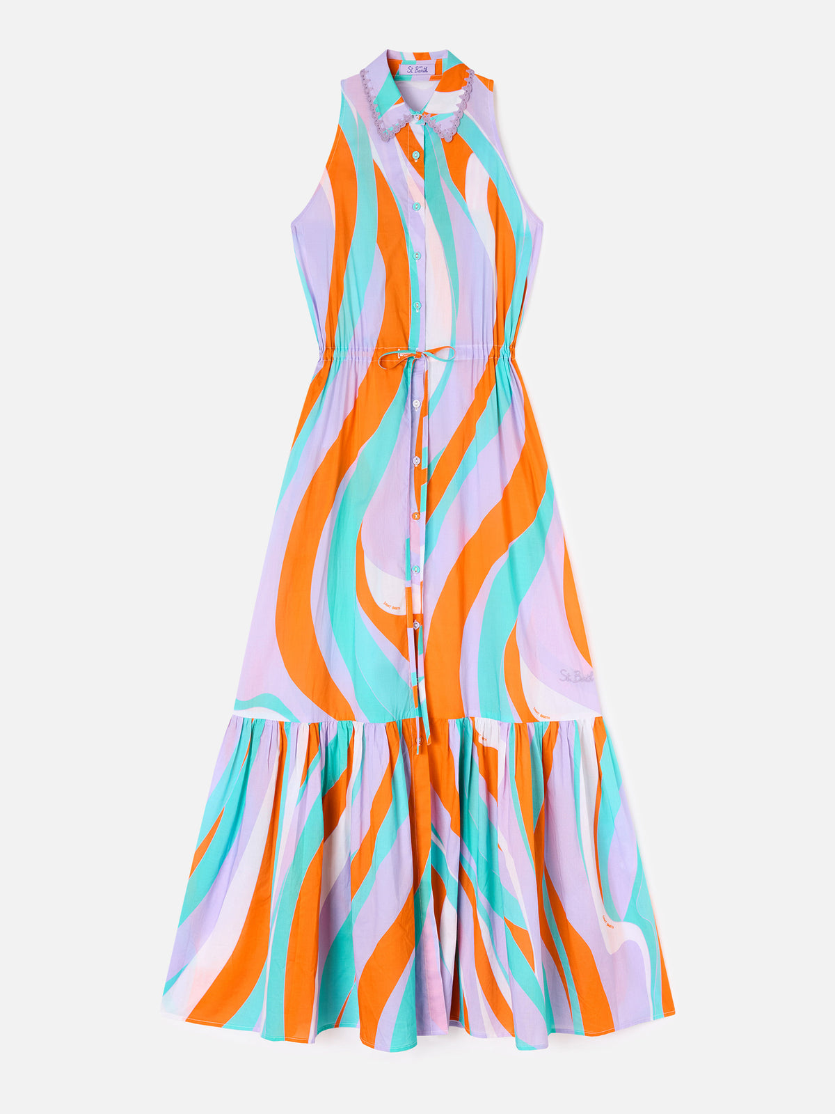 Robe longue Ida en coton avec imprimé vagues 
