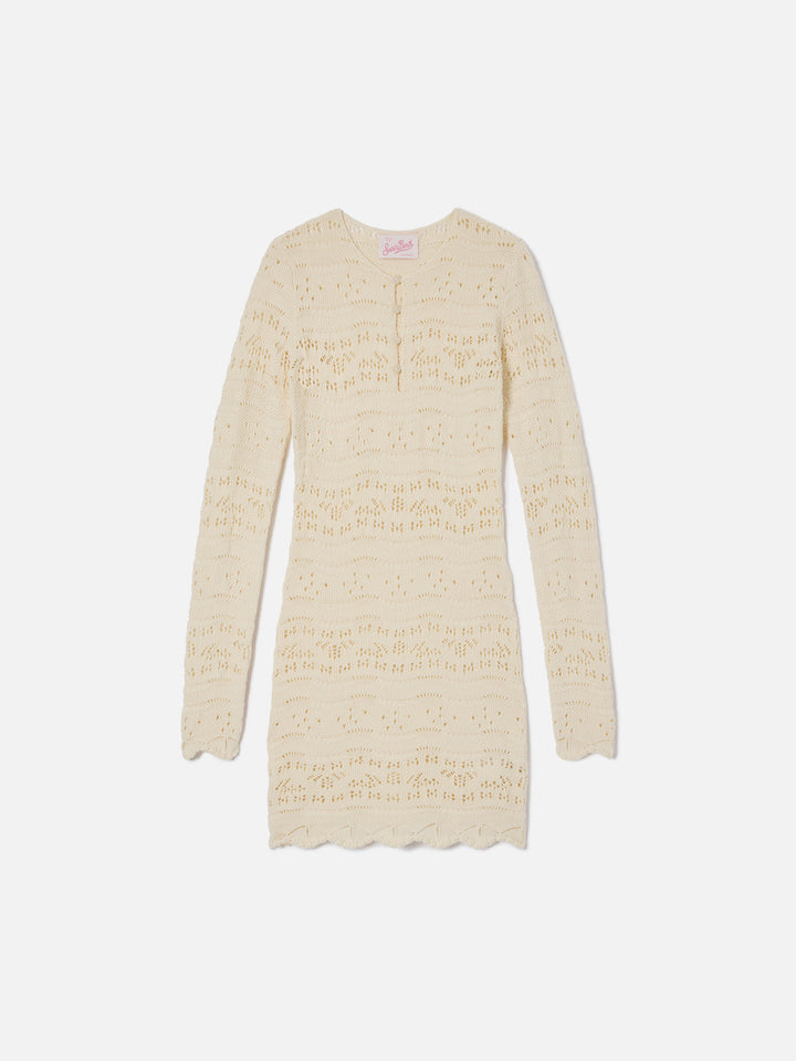 Ilany white openwork cotton knit dress