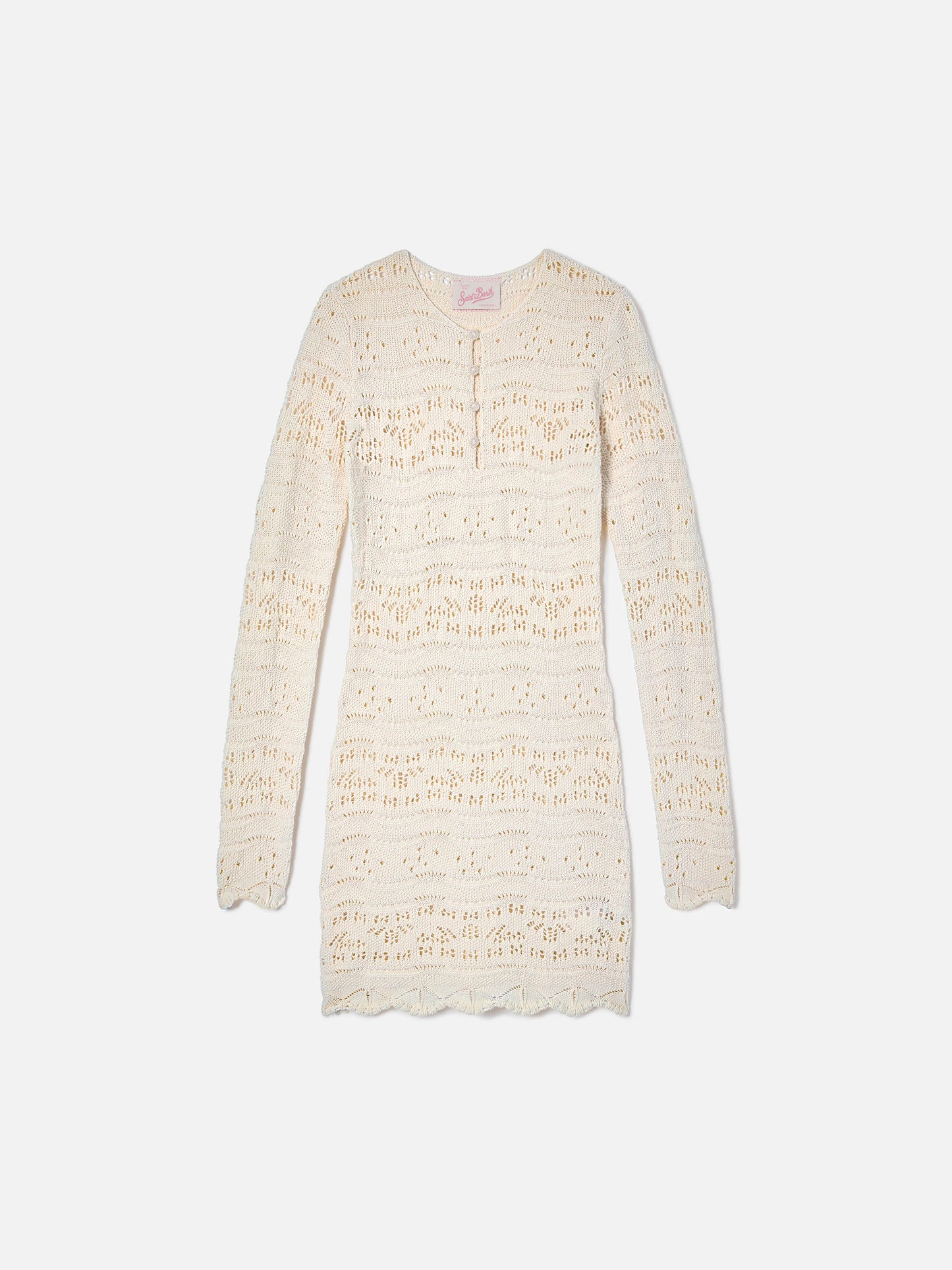 Ilany weißes Strickkleid aus Baumwolle in Ajour-Optik 