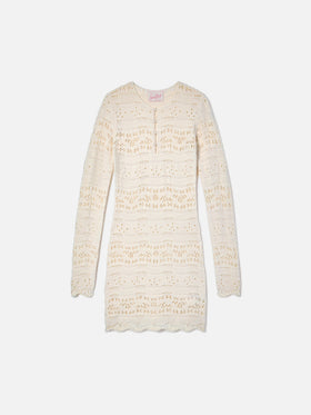 Ilany weißes Strickkleid aus Baumwolle in Ajour-Optik 
