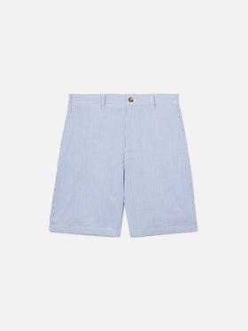 Bermuda Ischia in seersucker a righe blu navy