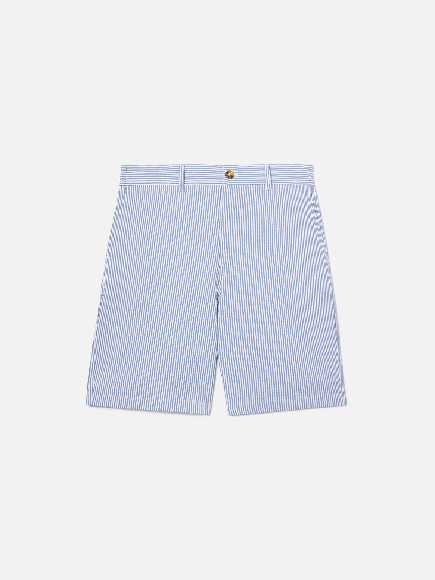 Navy blue Ischia bermuda shorts in striped seersucker