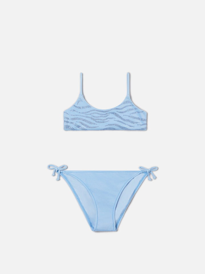 Hellblauer Jaiden-Bikini mit Shiny Strass Zebra-Applikation 