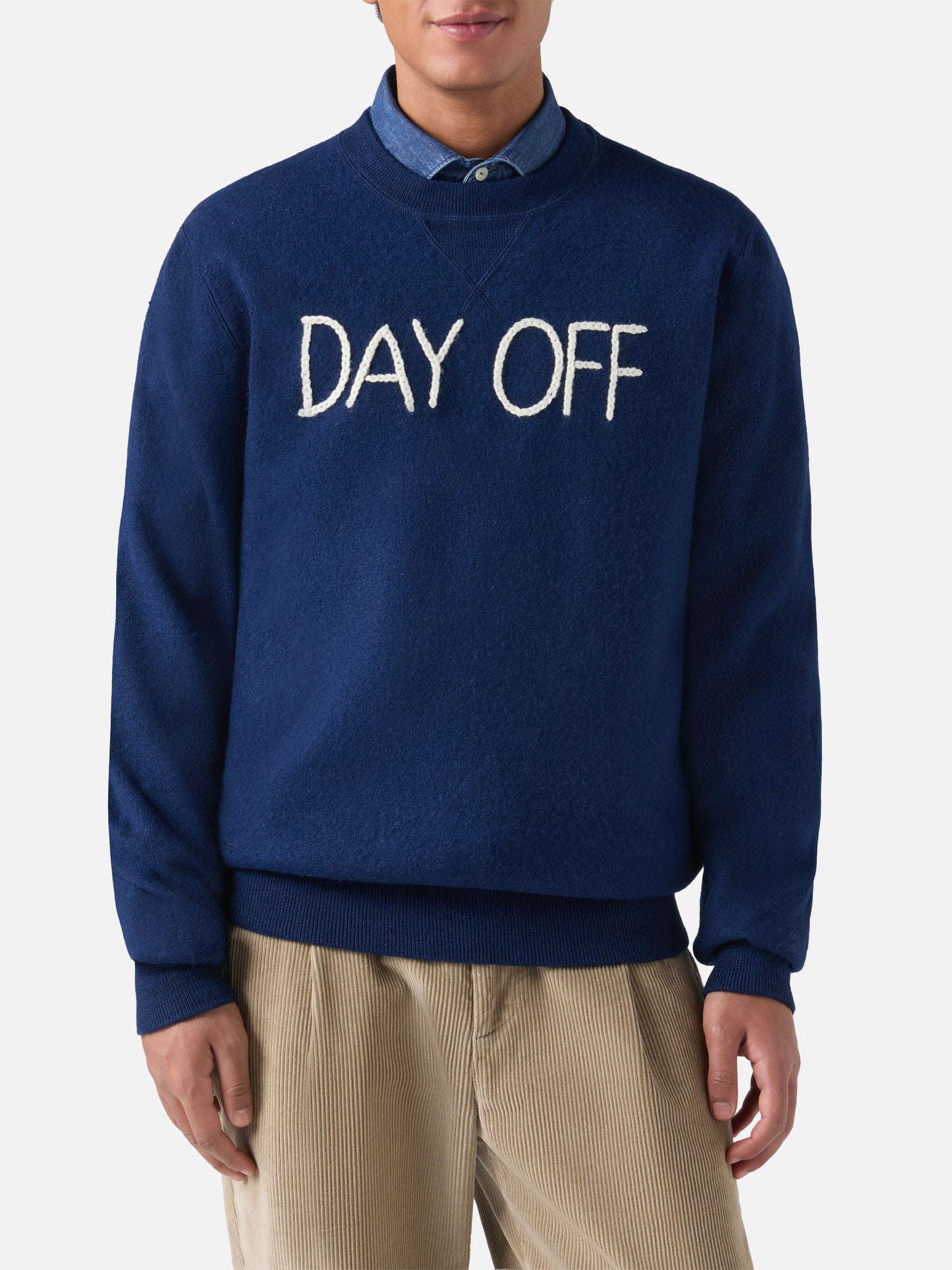 Maglione da uomo girocollo in maglia con ricamo Day Off