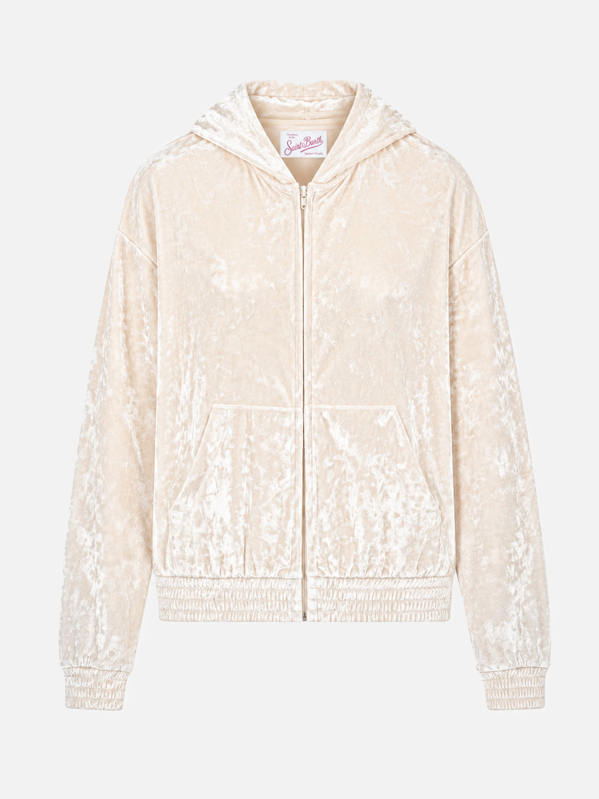 Sweat à capuche zippé en chenille jaune pâle Jasmine 