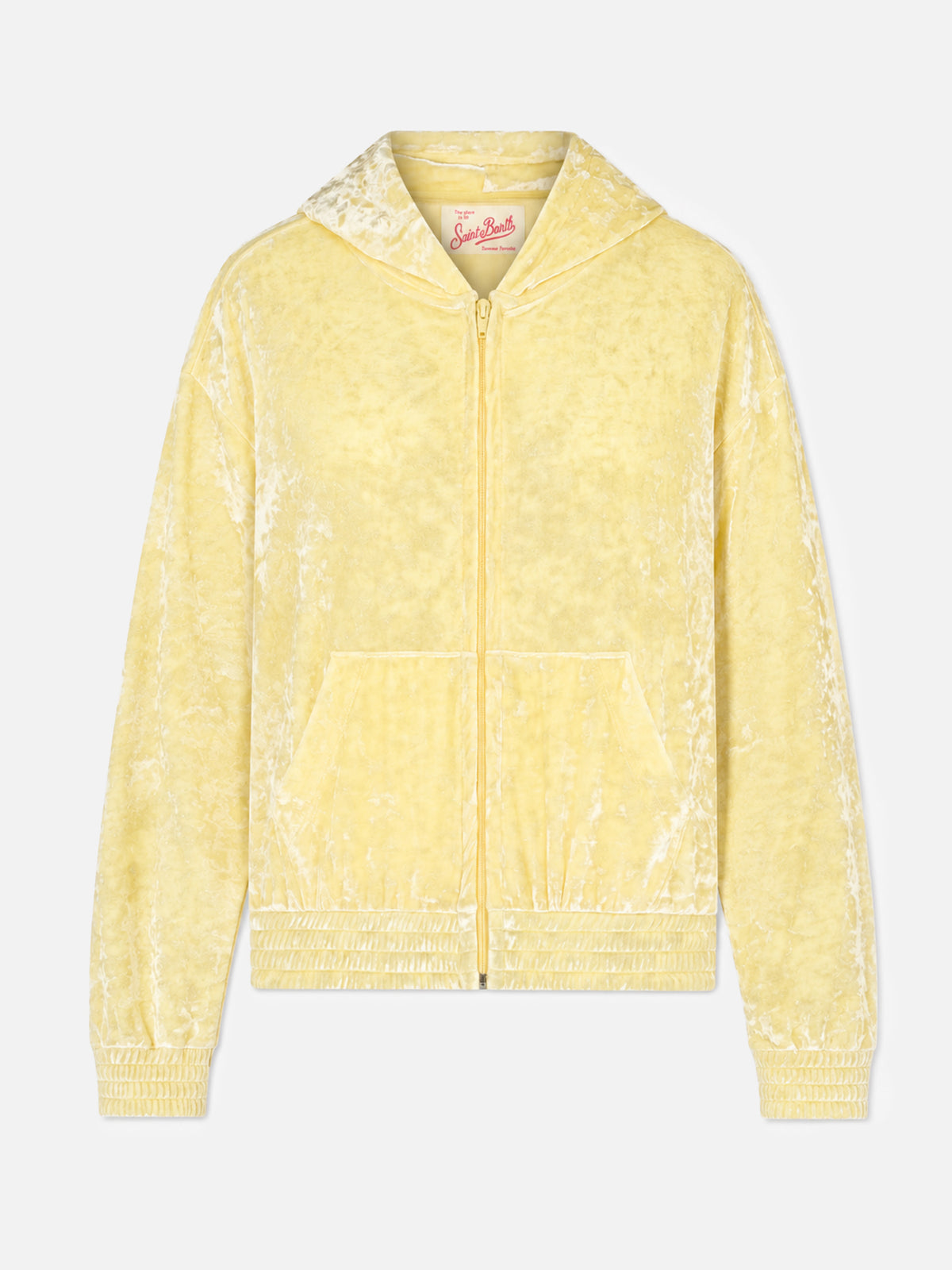 Felpa Jasmine con zip in tessuto effetto spugna giallo chiaro