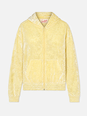 Felpa Jasmine con zip in tessuto effetto spugna giallo chiaro