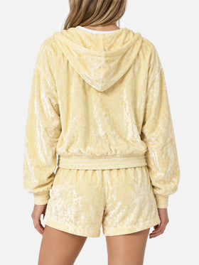 Felpa Jasmine con zip in tessuto effetto spugna giallo chiaro