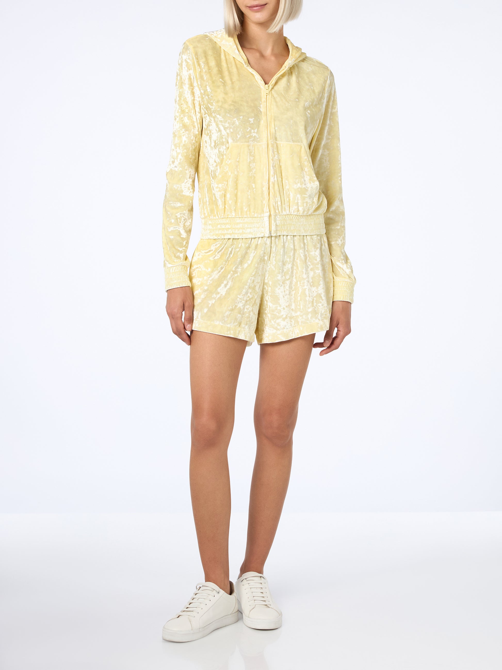 Woman pale yellow chenille pull up shorts Cate - MC2 Saint Barth