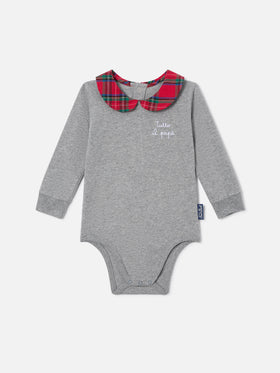 Body Jacques gris de algodón orgánico con bordado Tutto Il Papà 