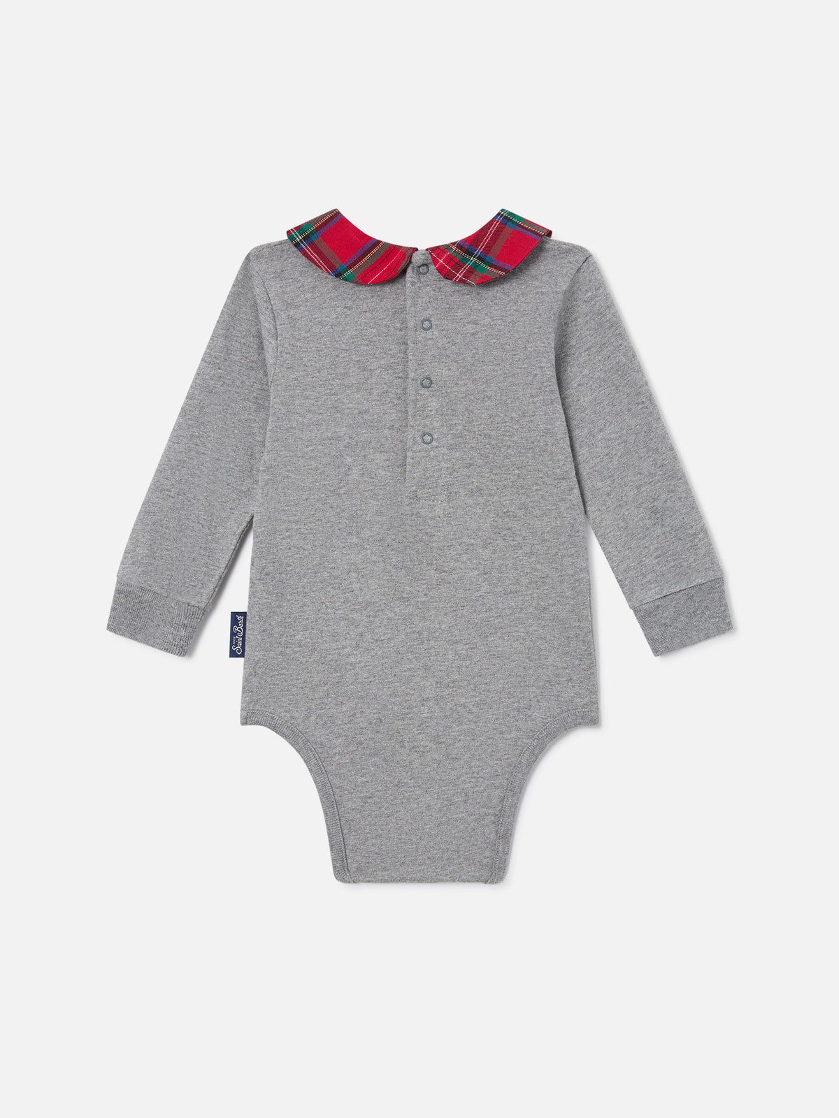 Body Jacques gris de algodón orgánico con bordado Tutto Il Papà 