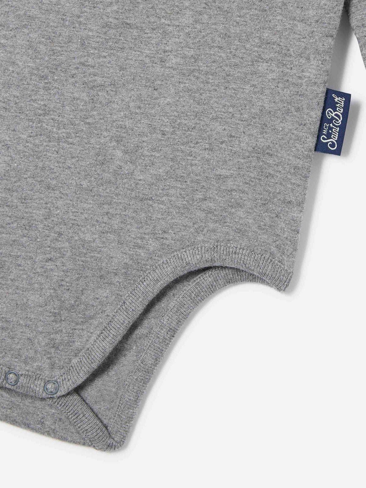 Body Jacques gris de algodón orgánico con bordado Tutto Il Papà 