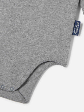 Body Jacques gris de algodón orgánico con bordado Tutto Il Papà 