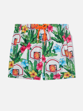 Short de bain garçon à imprimé panier 