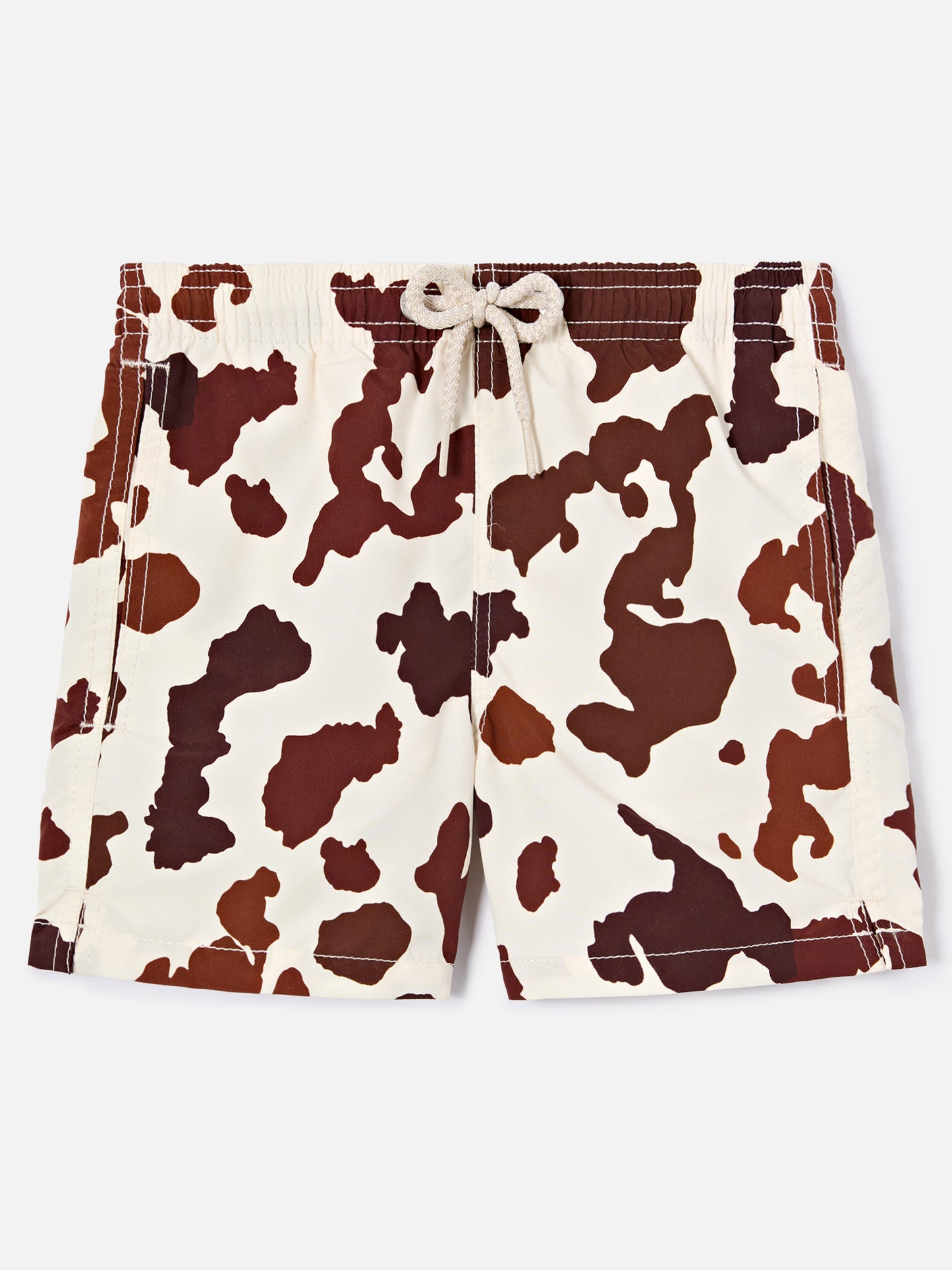 Jean swim shorts with cow animal print