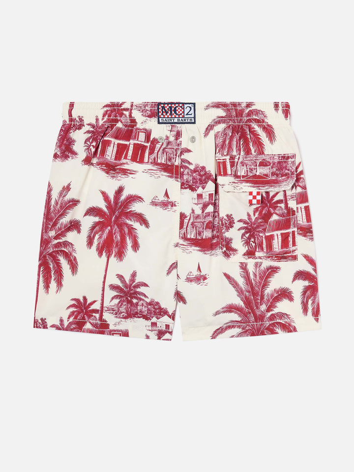 Costume Jean con stampa Toile de Jouy rossa