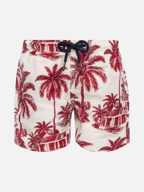 Jean mid-length swim shorts with toile de jouy print | AI CO-CREATED DESIGN BY RICKDICK - POWERED BY RED-EYE - MC2 Saint Barth