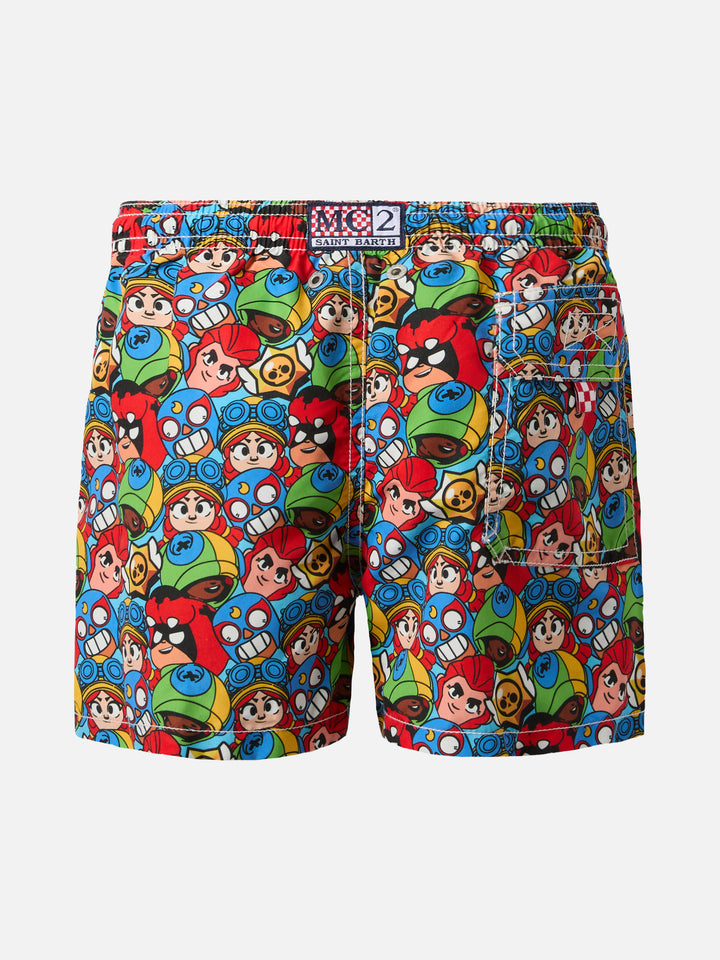 Jean mid-length swim shorts with Brawl Stars print | BRAWL STARS SPECIAL EDITION