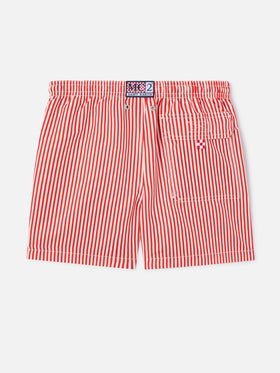 Jean red striped swim shorts with AS Cannes embroidery | AS CANNES SPECIAL EDITION