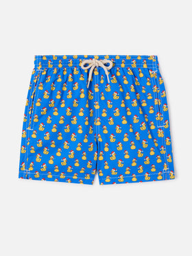 Boy light fabric swim shorts with Christmas ducks print