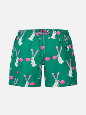 Boy lightweight fabric swimshorts with Big Babol rabbit print | BIG BABOL SPECIAL EDITION - MC2 Saint Barth