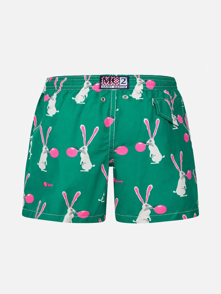Boy lightweight fabric swimshorts with Big Babol rabbit print | BIG BABOL SPECIAL EDITION - MC2 Saint Barth