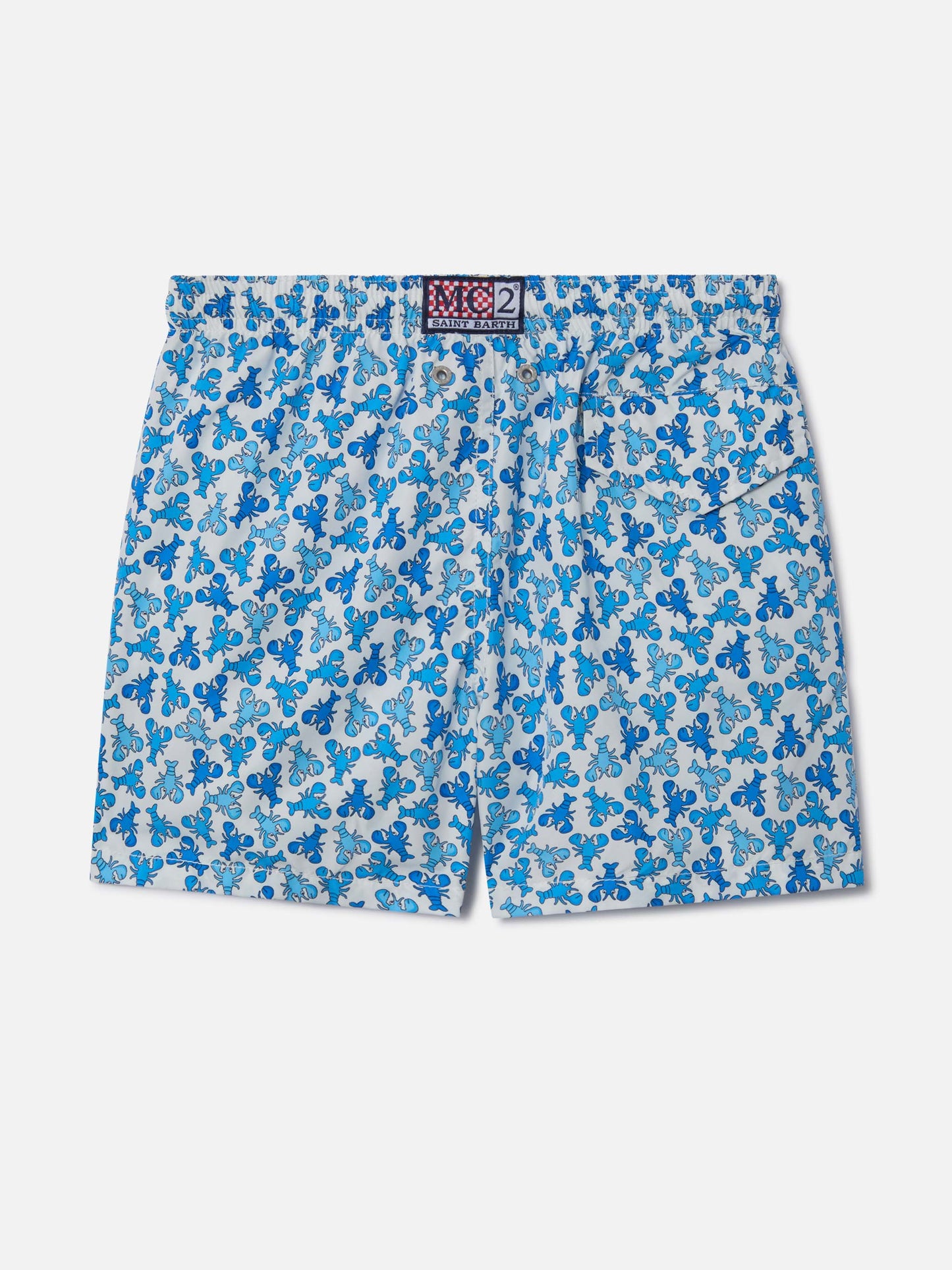 Boy lightweight fabric swim-shorts Jean Lighting with lobster print