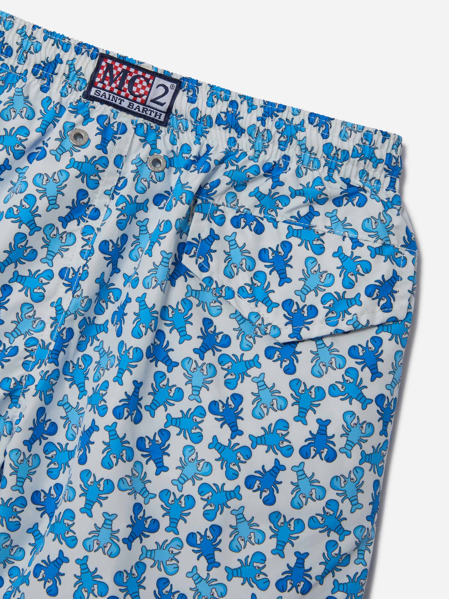 Boy lightweight fabric swim-shorts Jean Lighting with lobster print