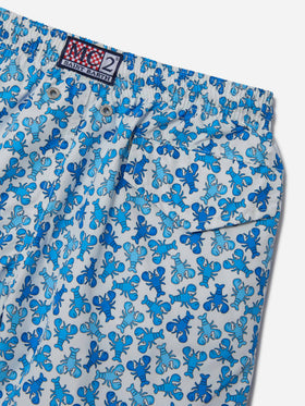 Boy lightweight fabric swim-shorts Jean Lighting with lobster print