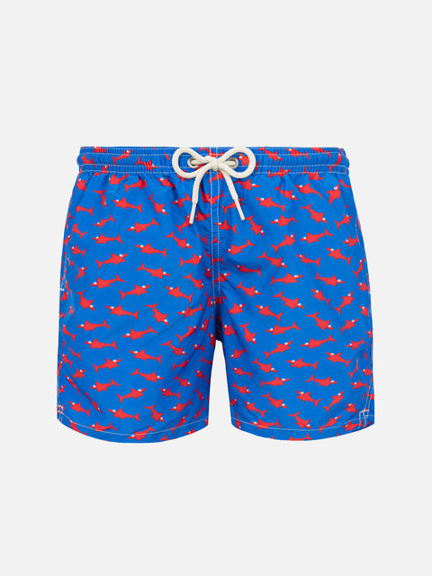 Boy swim shorts with red shark print - MC2 Saint Barth