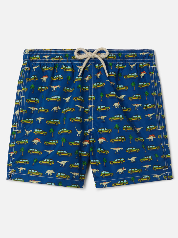 Jean Lighting swim shorts with Dinosaurs and Cars all-over print