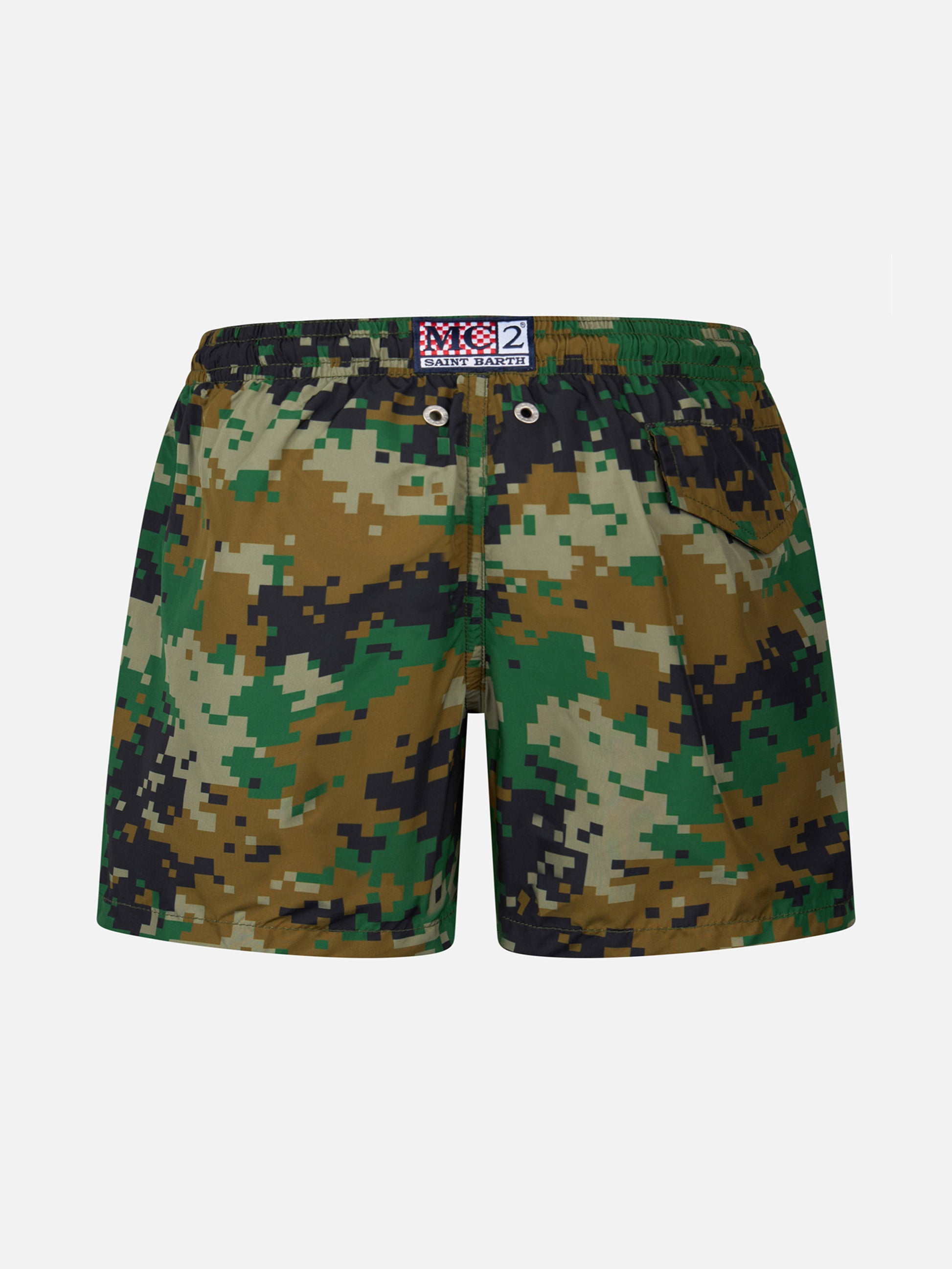 Boy lightweight fabric swim-shorts Jean Lighting with pixel camouflage print - MC2 Saint Barth