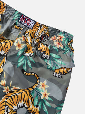 Jean Lighting Badeshorts aus leichtem Stoff mit tropischem Tigerprint