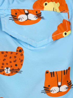 Boy lightweight fabric swim-shorts Jean Lighting with lions print - MC2 Saint Barth