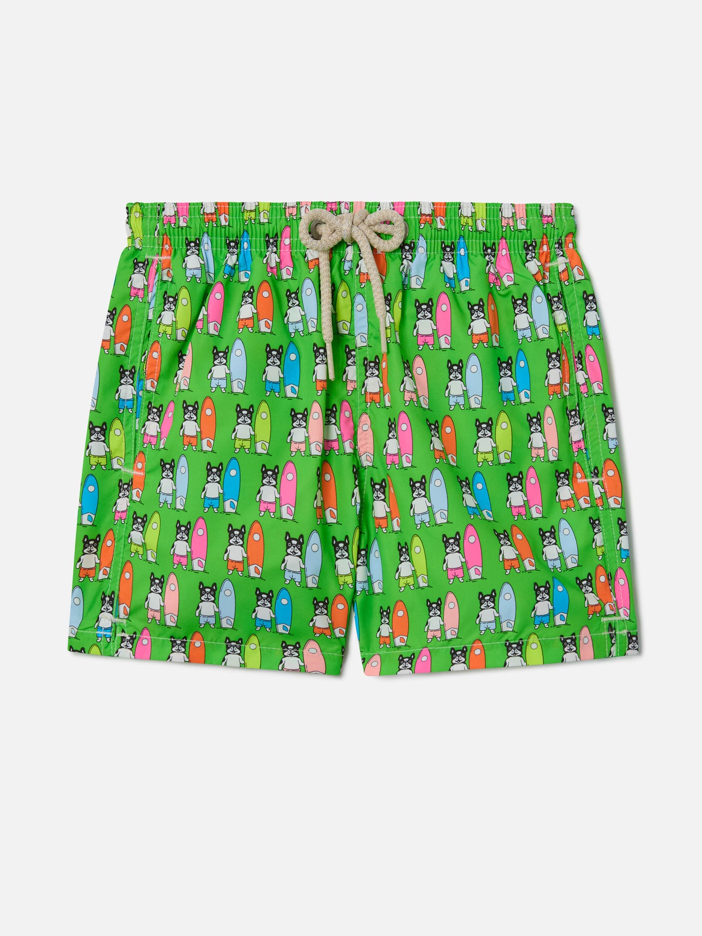 Short de bain garçon en tissu léger Jean Lighting avec imprimé chiens surfeurs 