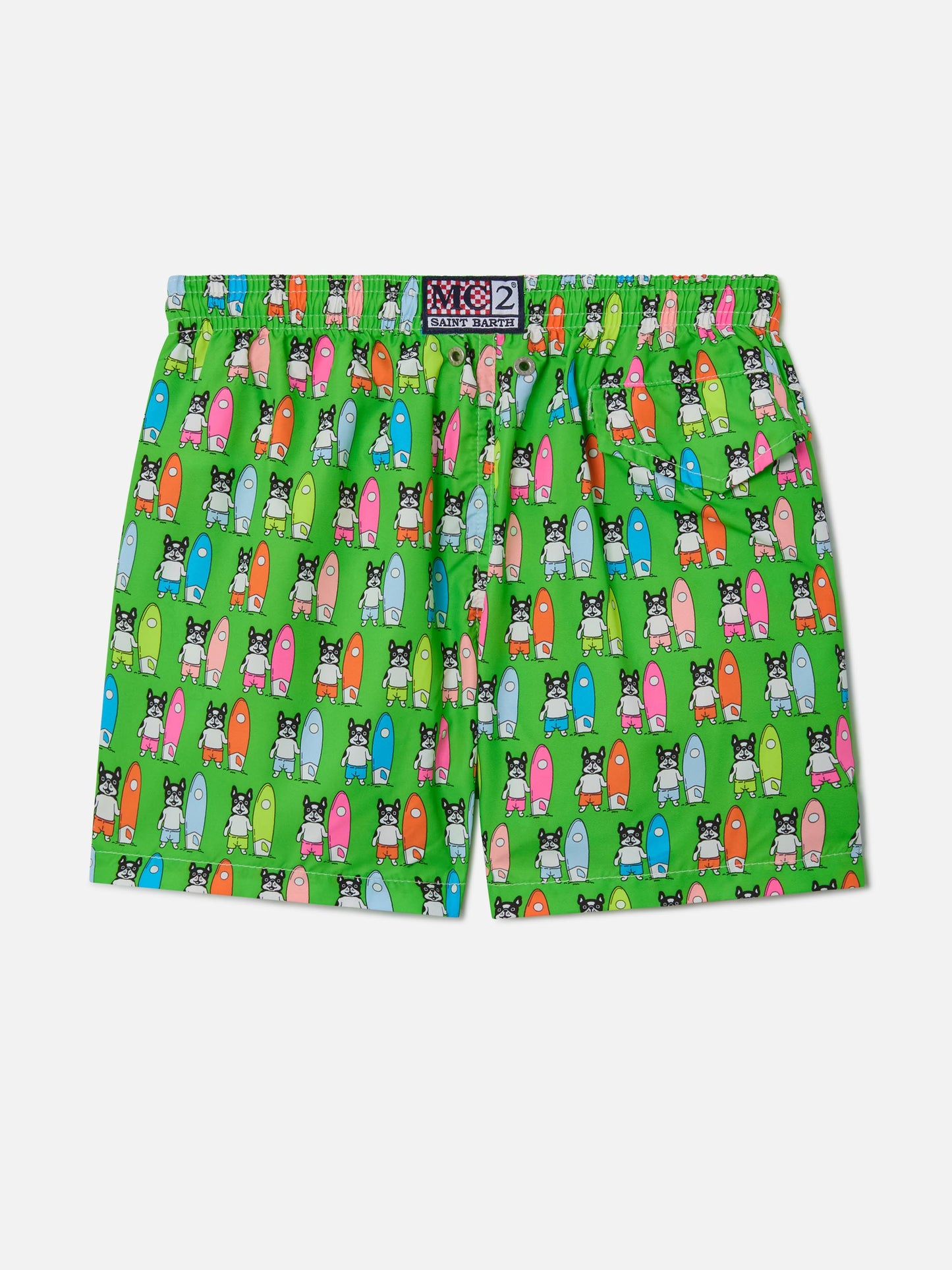 Short de bain garçon en tissu léger Jean Lighting avec imprimé chiens surfeurs 
