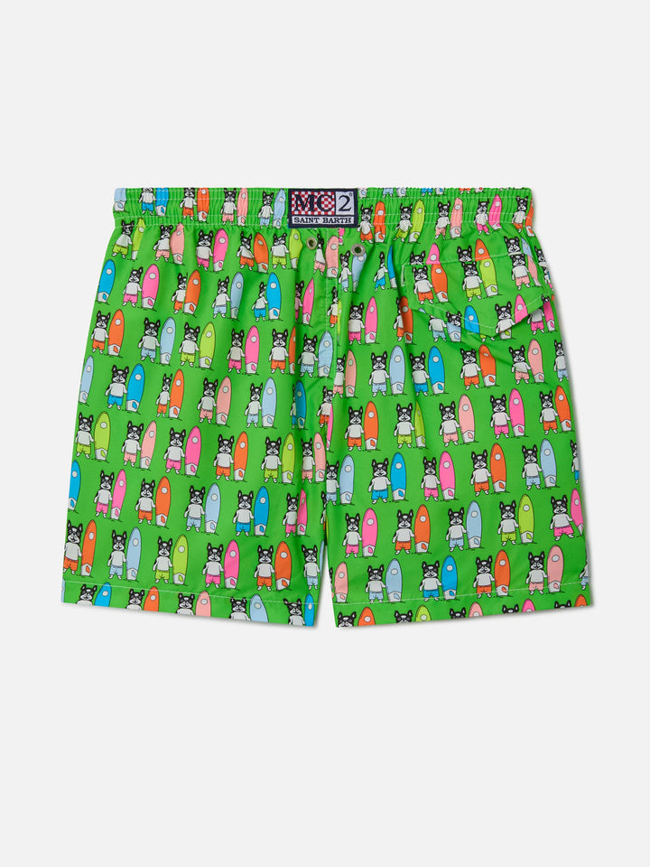 Bañador de tejido ligero para niño Jean Lighting con estampado de perros surfistas 