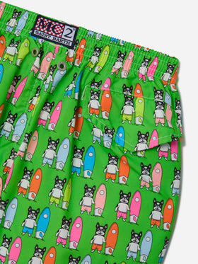 Short de bain garçon en tissu léger Jean Lighting avec imprimé chiens surfeurs 