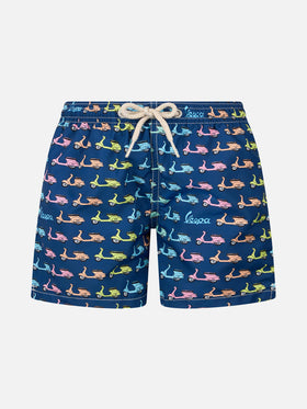 Boy lightweight fabric swim-shorts Jean Lighting with Vespa print | VESPA SPECIAL EDITION - MC2 Saint Barth