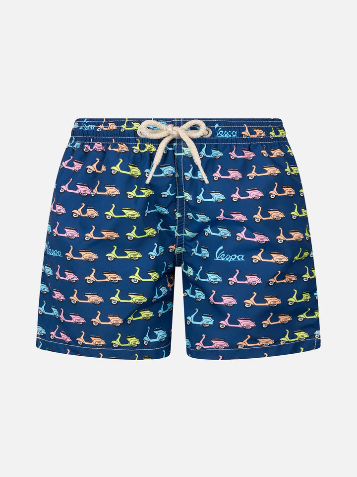 Boy lightweight fabric swim-shorts Jean Lighting with Vespa print | VESPA SPECIAL EDITION - MC2 Saint Barth
